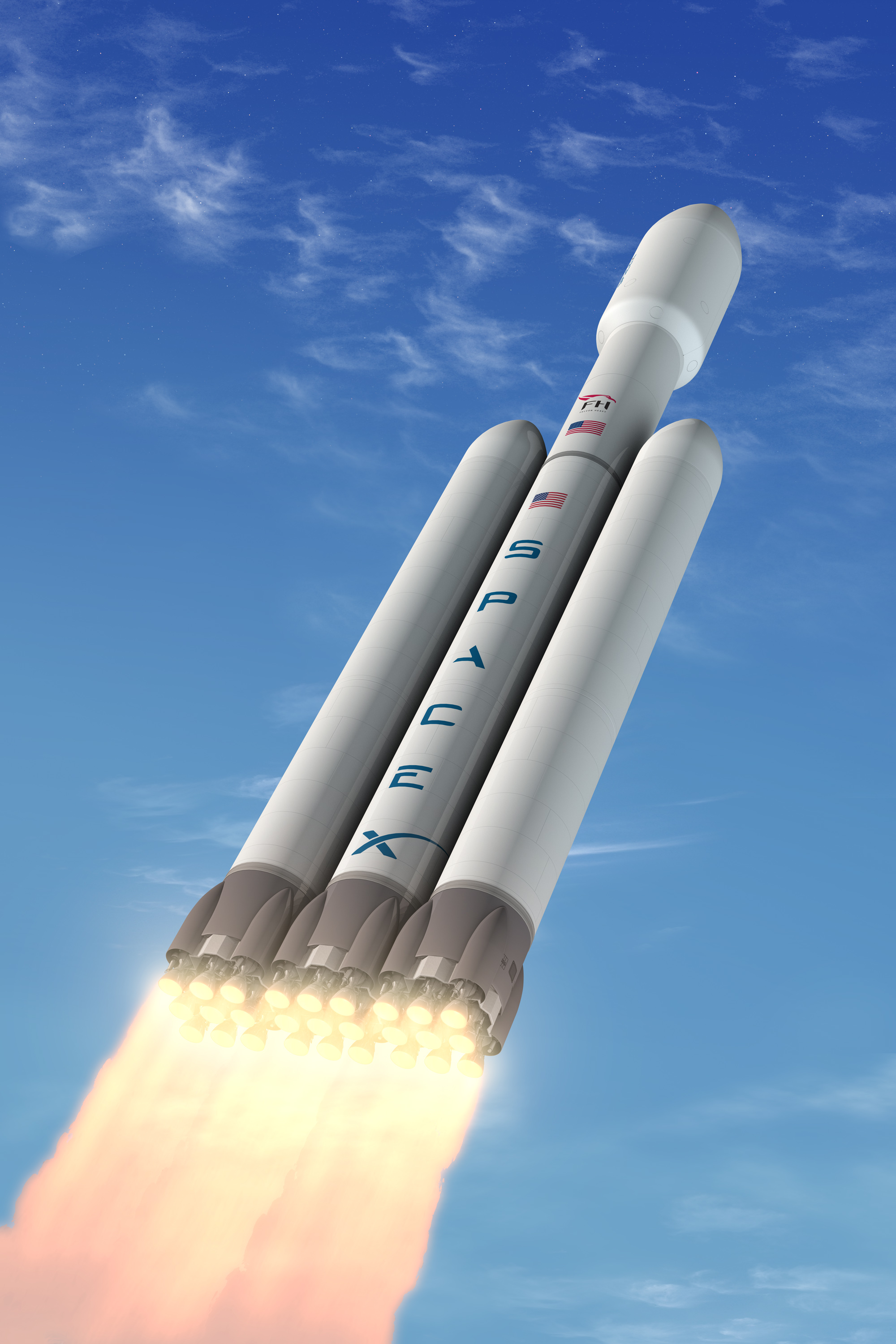 Grafika przedstawiająca Falcona Heavy w 2011 roku. (Źródło ilustracji: SpaceX)