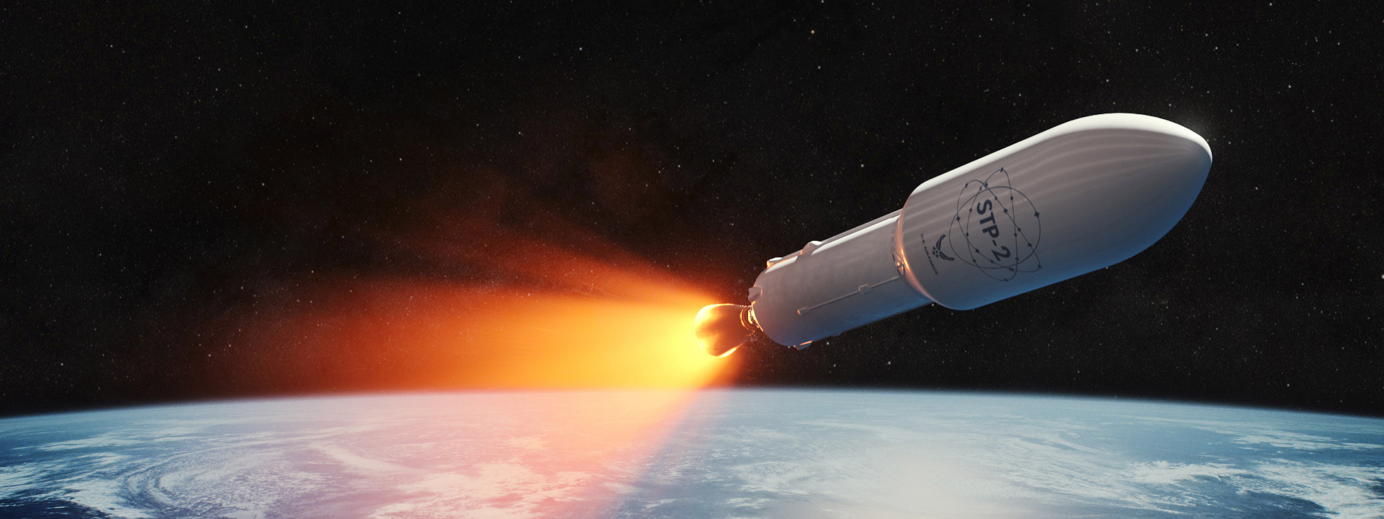 Wizja artystyczna przedstawiająca drugi stopień rakiety Falcon Heavy podczas misji STP-2 (Źródło: SpaceX)