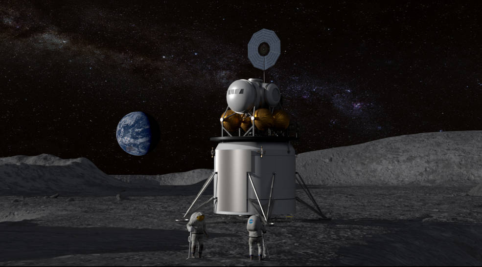 Wizja artystyczna przedstawiająca lądownik na Księżycu (Źródło: NASA)