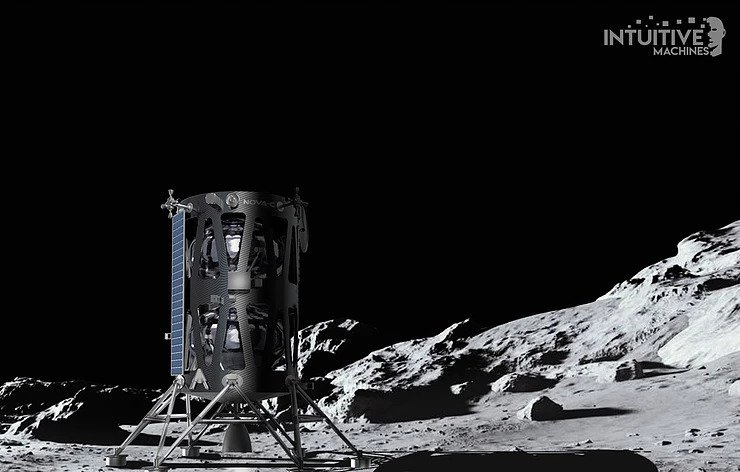 Wizualizacja przedstawiająca lądownik księżycowy Nova-C (Źródło: Intuitive Machines)