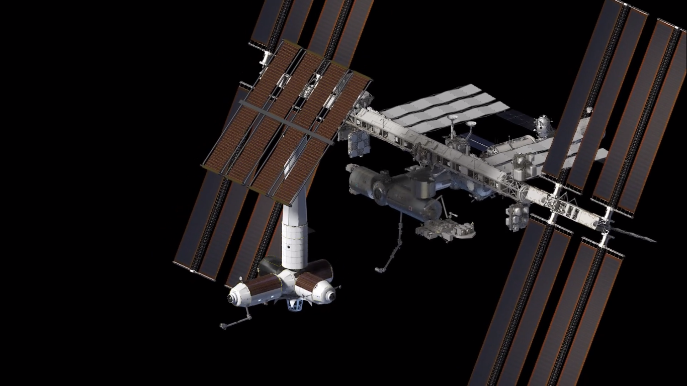 Wizja artystyczna przedstawiająca komercyjne moduły po oddzieleniu się od Międzynarodowej Stacji Kosmicznej (Źródło: Axiom Space)