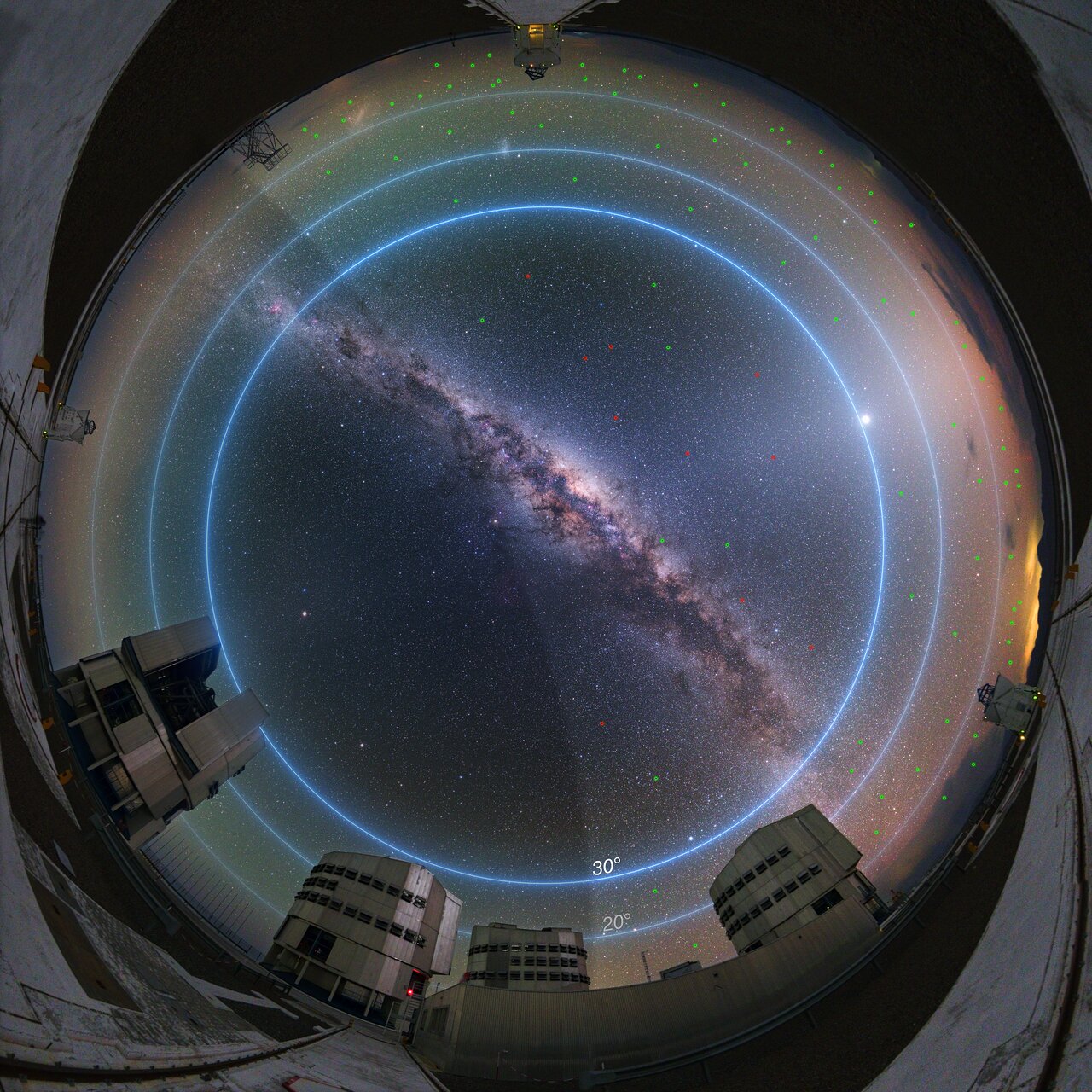Obszary nieba najbardziej dotknięte wpływem konstelacji (Źródło: ESO)