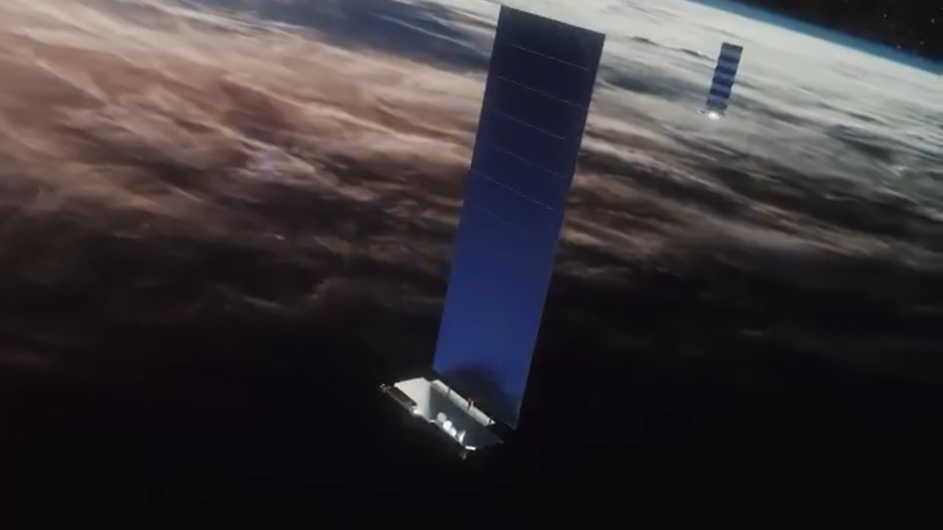 Wizualizacja przedstawiająca satelity Starlink na orbicie (Źródło: SpaceX)