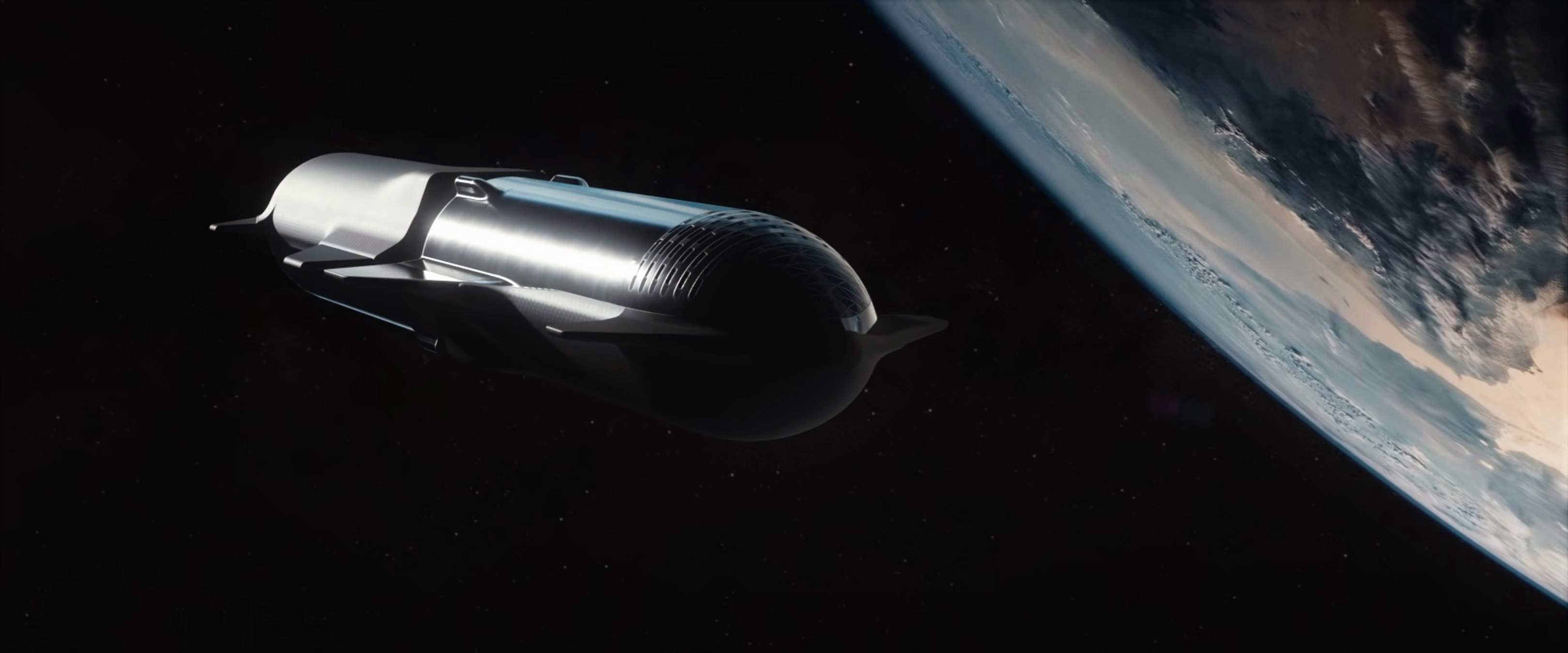 Transfer paliwa pomiędzy statkami Starship, wizja artysty (Źródło: SpaceX)