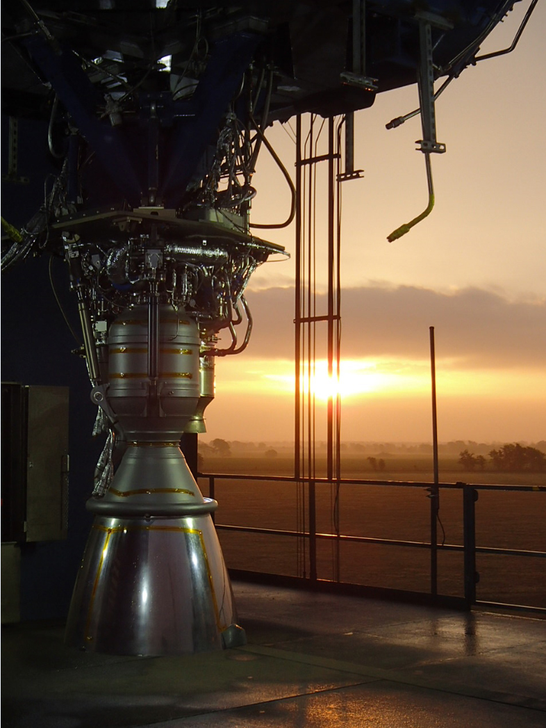 Silnik Merlin na stanowisku testowym w McGregor w Teksasie (Źródło: SpaceX)