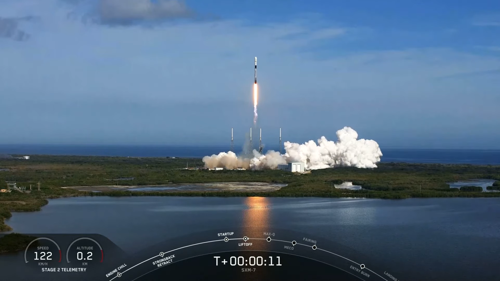 Start rakiety Falcon 9 z misją SXM-7 (Źródło: SpaceX)