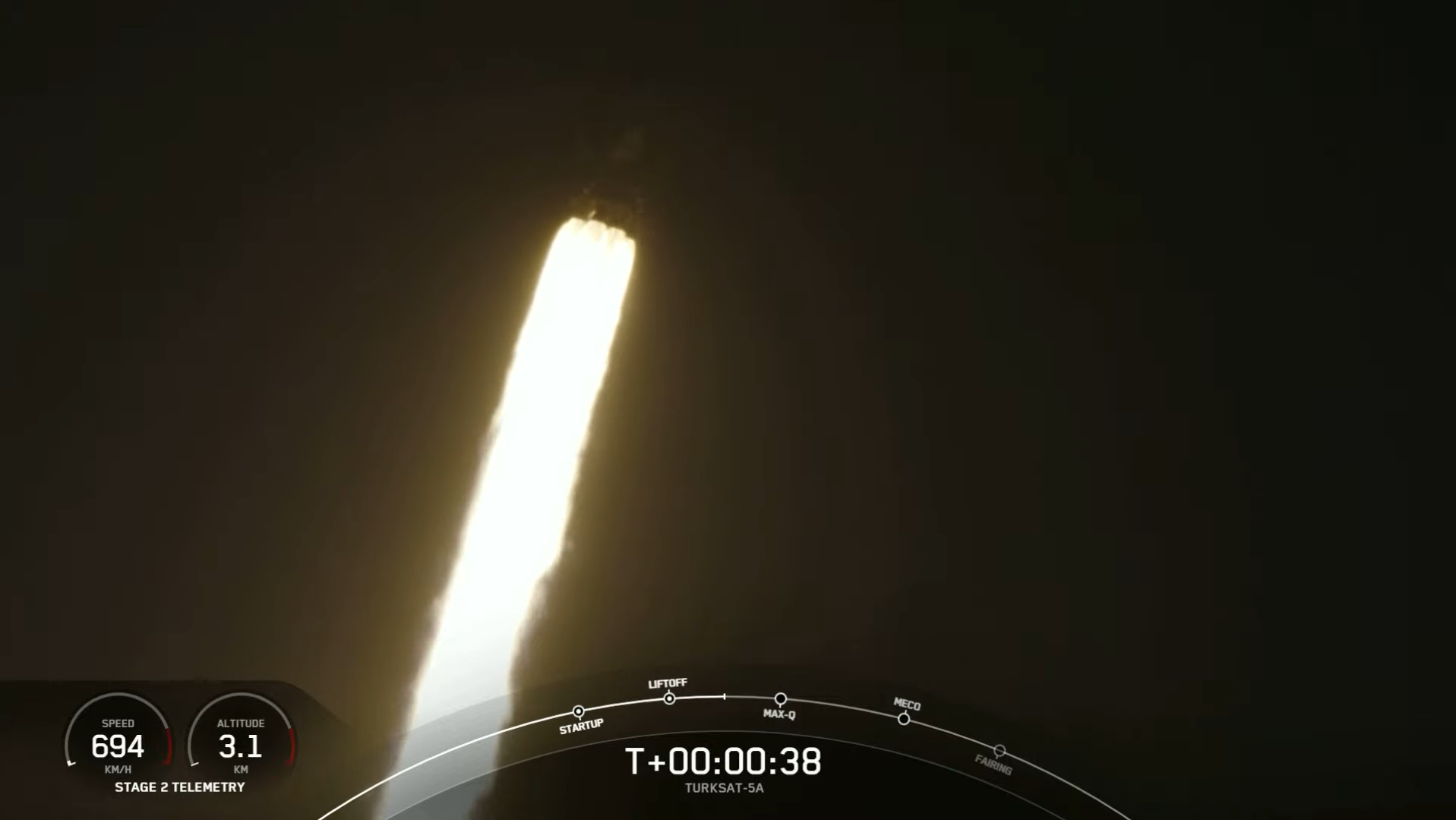 Start rakiety Falcon 9 z misją Turksat 5A (Źródło: SpaceX)