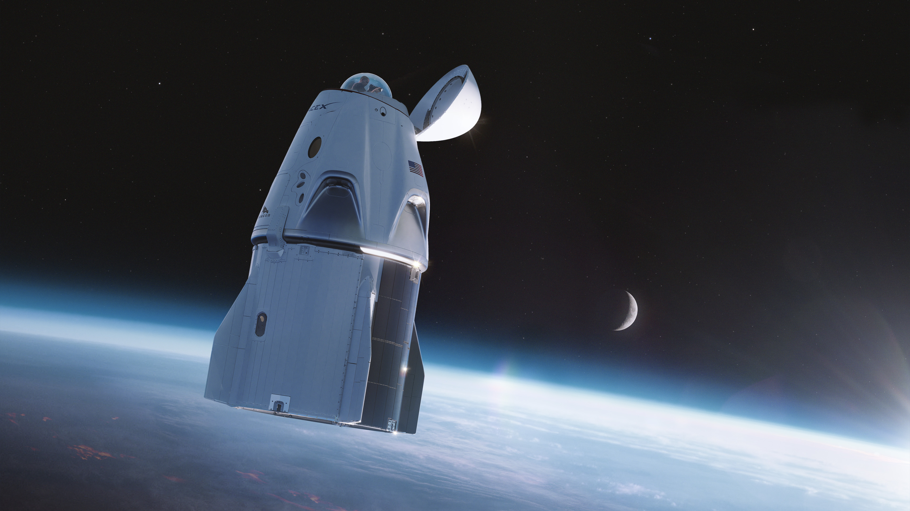 Wizualizacja przedstawiająca kapsułę Dragon z nowym oknem (Źródło: SpaceX)