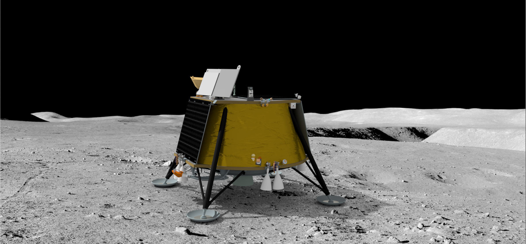 Wizualizacja przedstawiająca lądownik Blue Ghost na powierzchni Księżyca (Źródło: Business Wire)