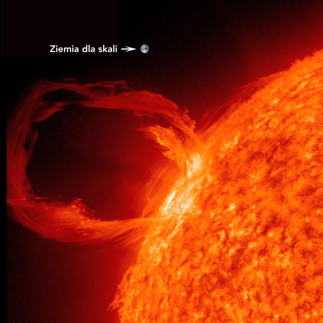 Koronalny wyrzut masy – kształt łuku nadają linie słonecznego pola magnetycznego
