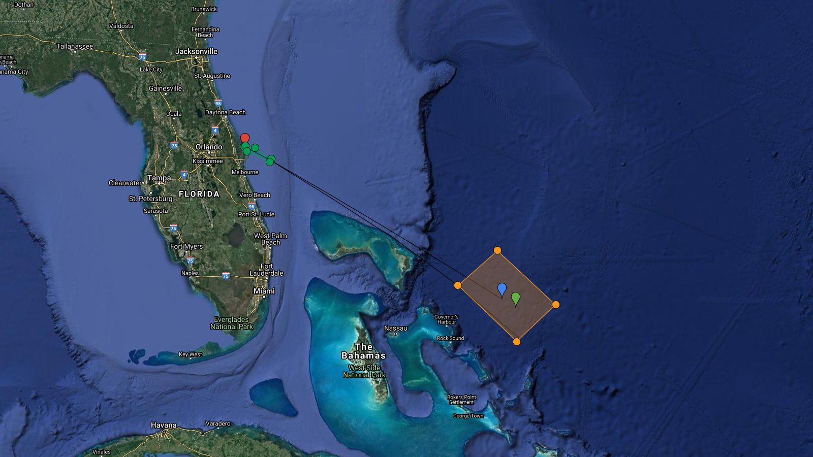 Zones closed during take-off and approximate trajectory for the Starlink Group 4-5 mission (Source: Raul / @ Raul74Cz)