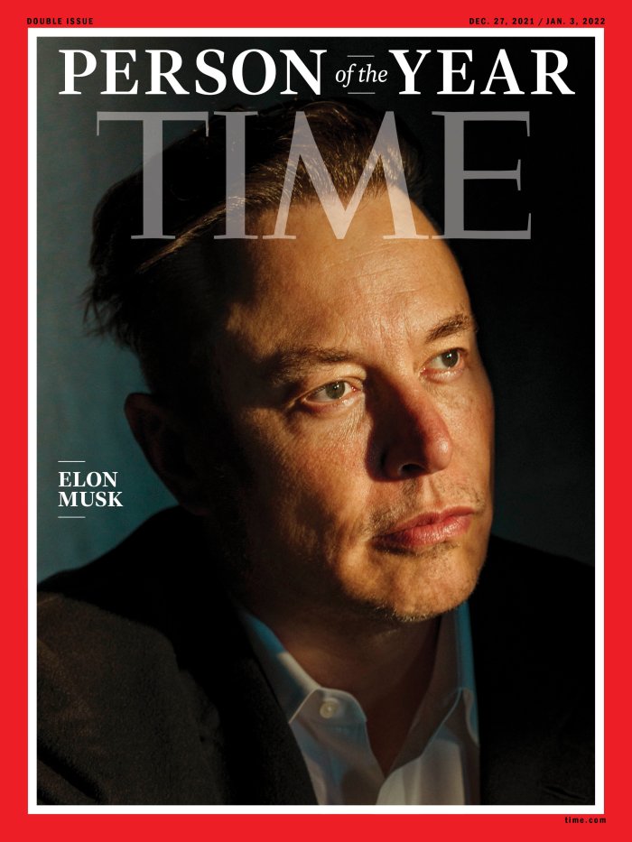 Okładka magazynu TIME przedstawiająca Elona Muska jako człowieka roku 2021 (Zdjęcie: Mark Mahaney dla TIME)